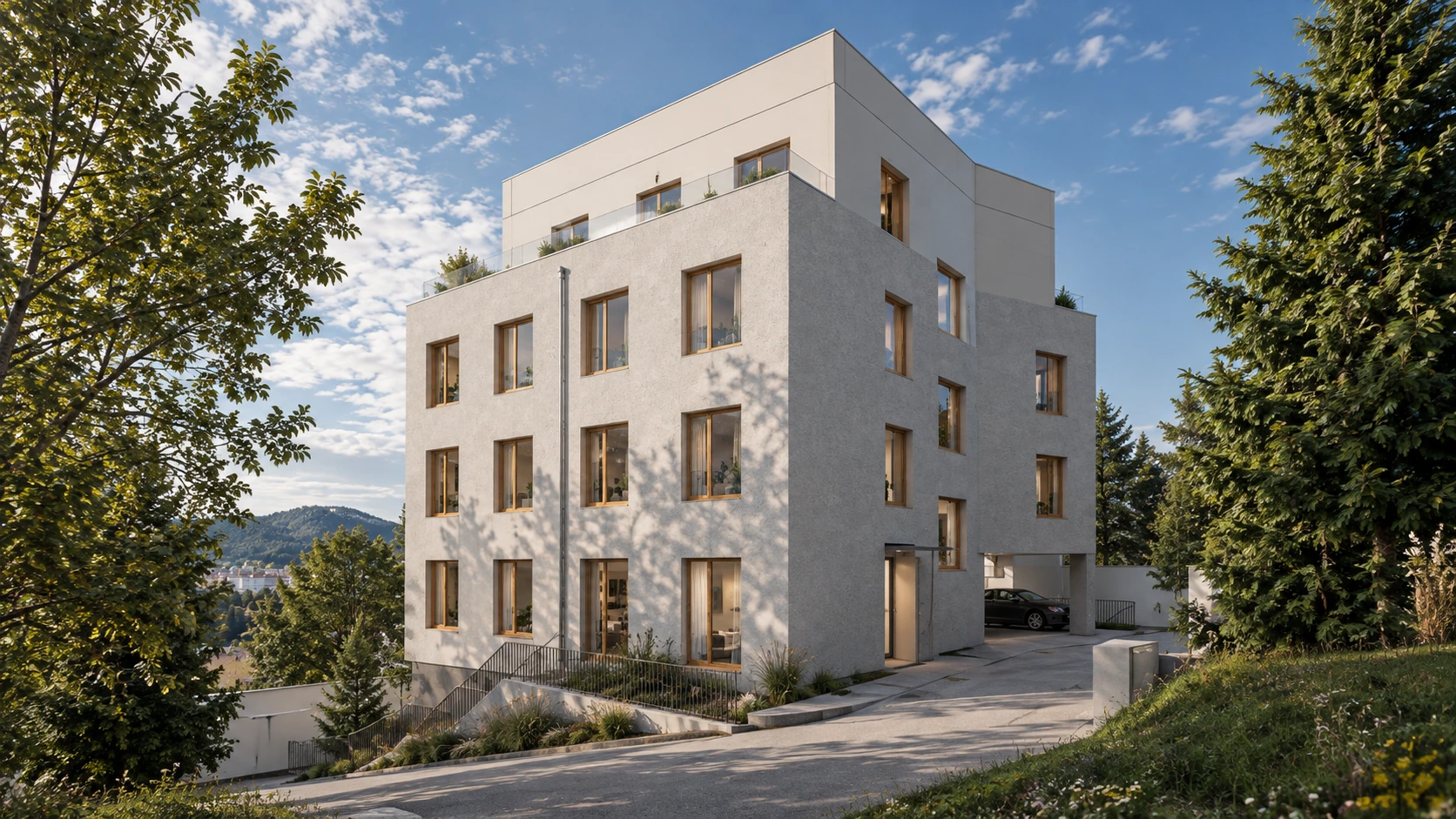Vizualizace bytového domu Výměník – pohled 1